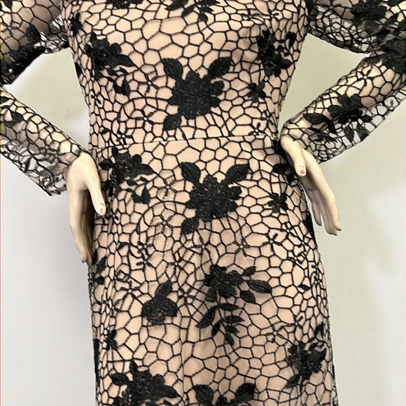 JS collections long sleeves panel lace illusion aline long Gown - Picture 4 of 14